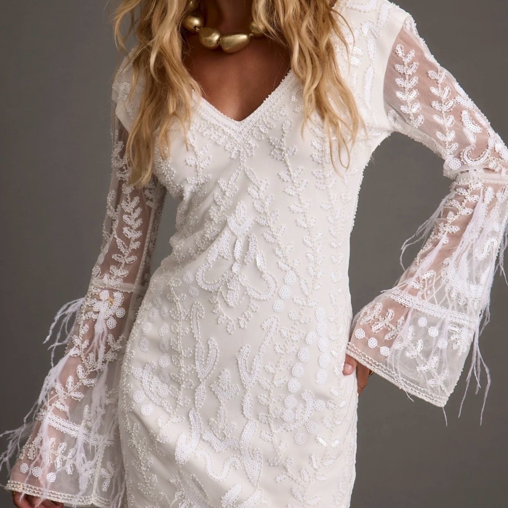 12th Tribe White Embroidered Mini Dress